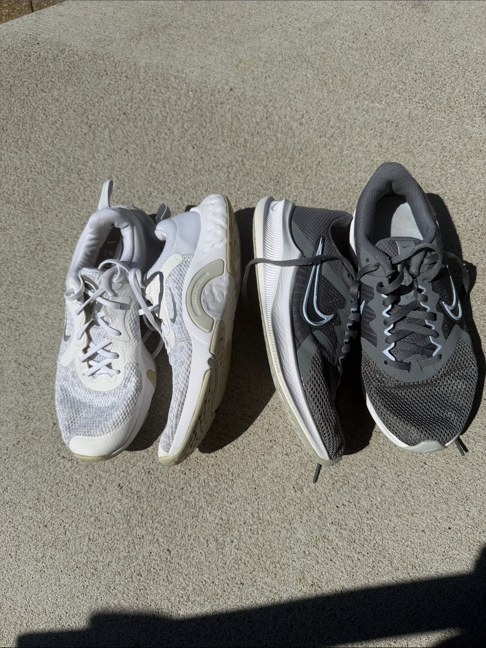 Nike White and Gray Twin Pair Athletic Sneakers